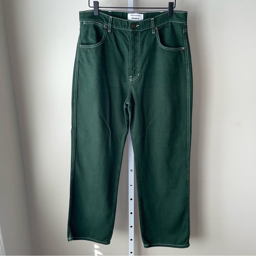 Reformation Cowboy High Rise Straight Jeans – Emerald Green, Size 30